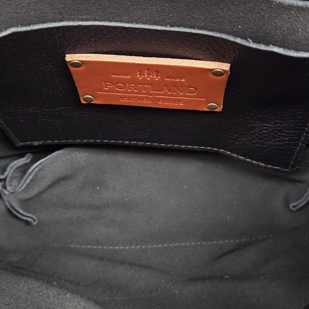 Portland Leather Black Tote with Tan Handles - Picture 4 of 5